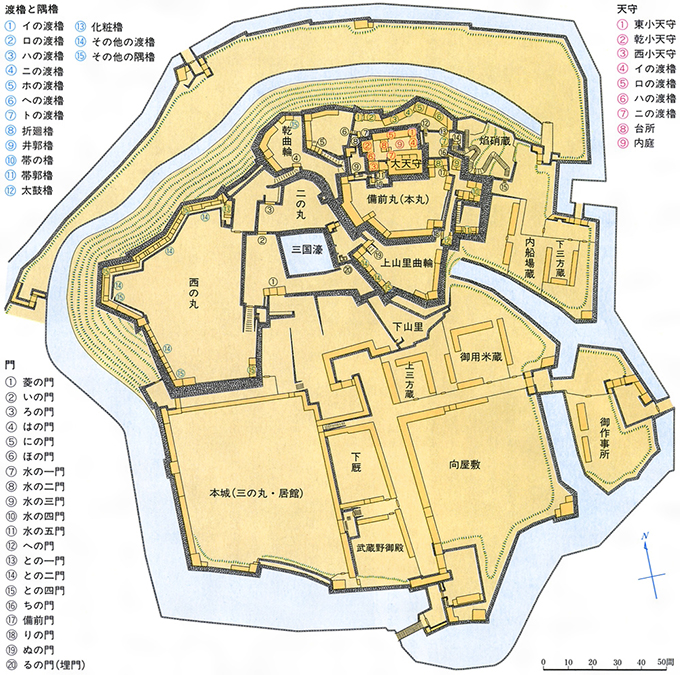 姫路城の平面図［百科マルチメディア］