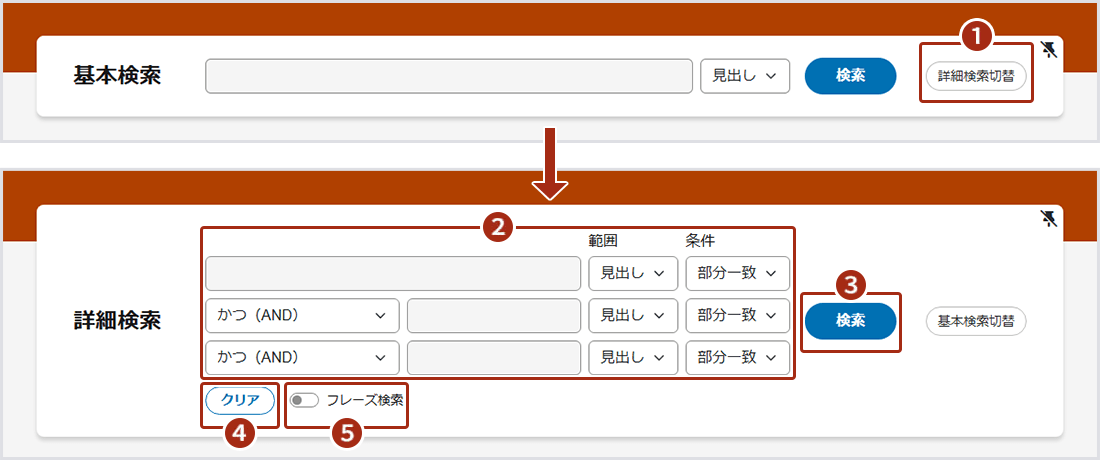 画像3：「詳細検索切替」ボタンで「詳細検索」に切り替えた検索エリア画面